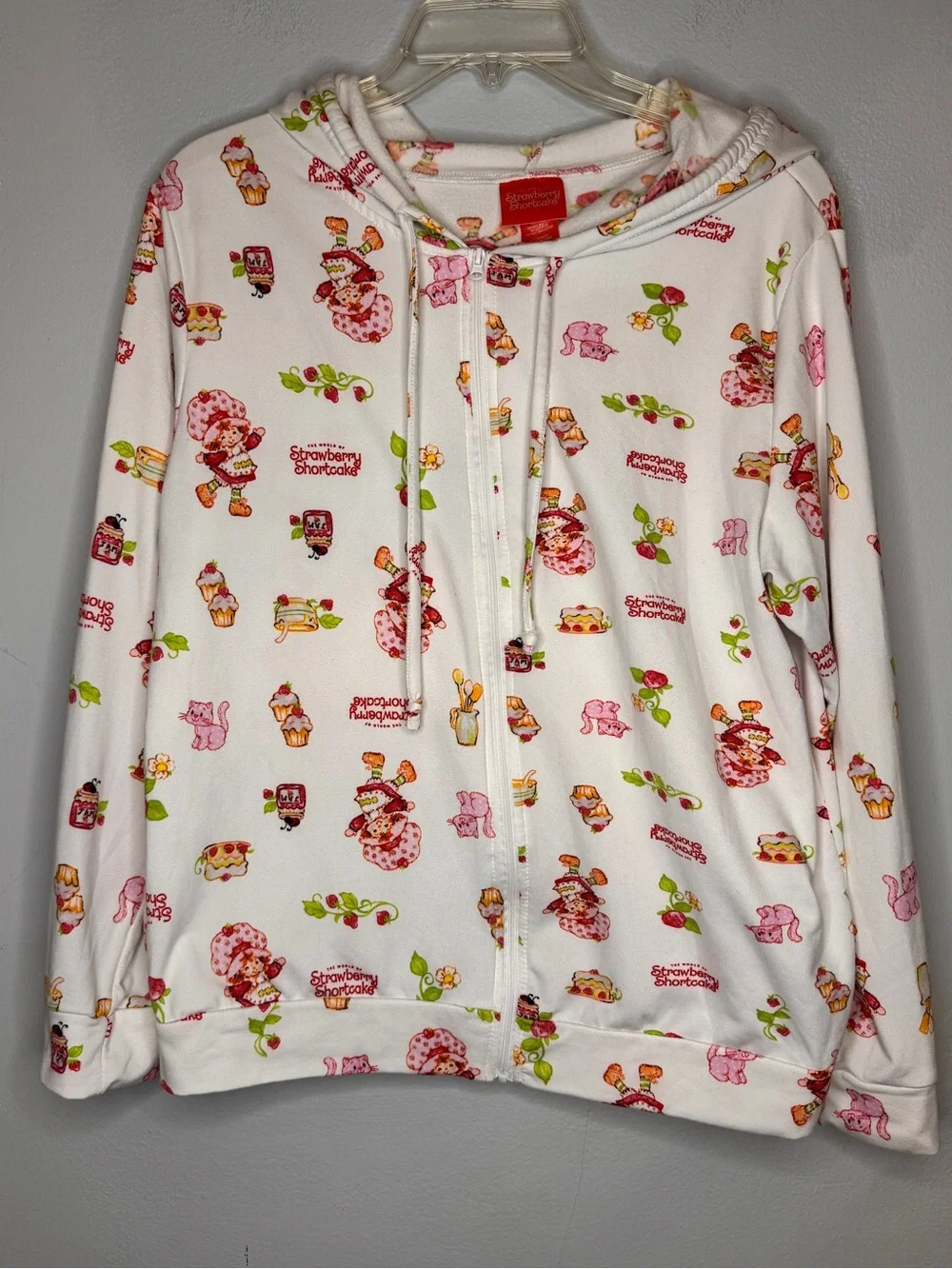 The World of Strawberry Shortcake Hooded Teen Zip-Up Pajama Top Size Large